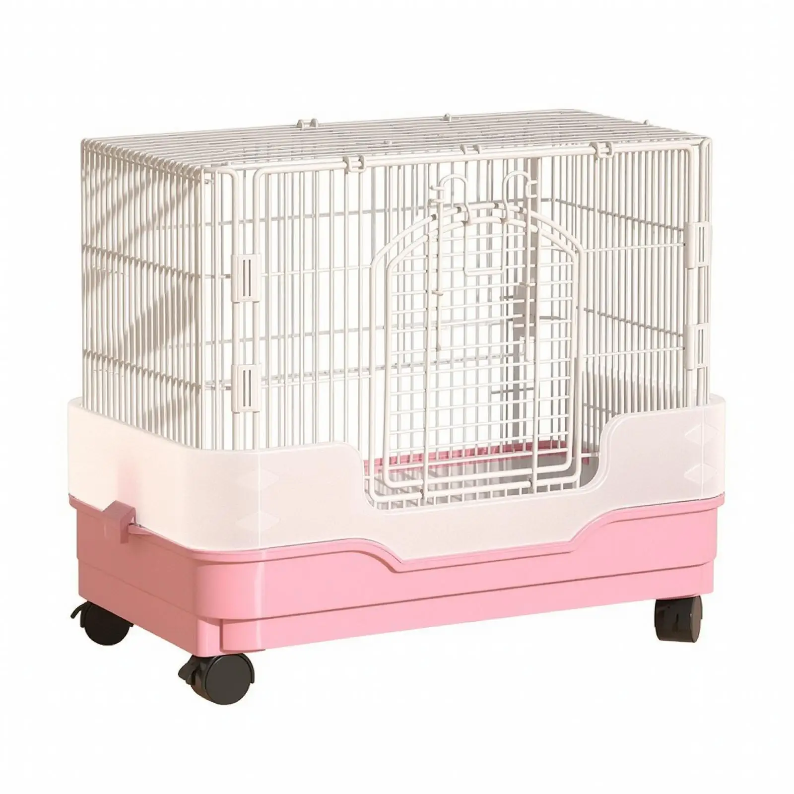 Large Rodent Cage for Indoor Rabbits with Lower Tray and Casters Small Pet Habitat for Rat Ferret