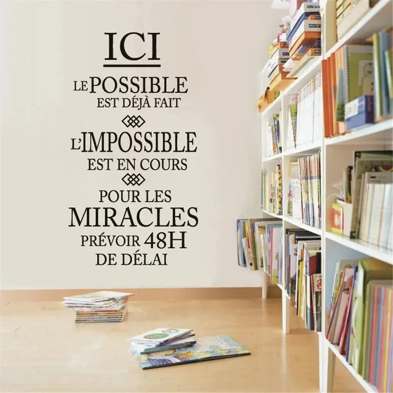 French Inspiration Citation L\'impossible Est En Cours Removable Wall Sticker