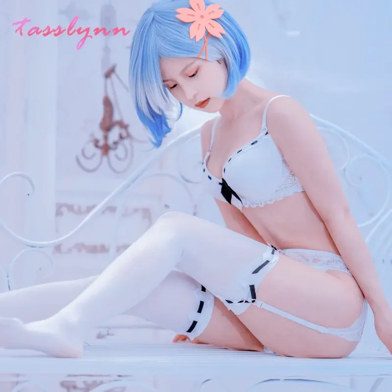 Anime Re:Life in a different world from zero Rem Ram Lovely Lolita White Underwear Suit Cosplay Costume
