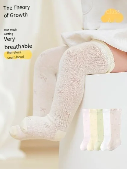 

2025 Summer Hot Baby Stockings Summer Ultra-thin Mesh Class A Cotton Newborn Baby Mosquito Repellent Socks Bow Children's Socks