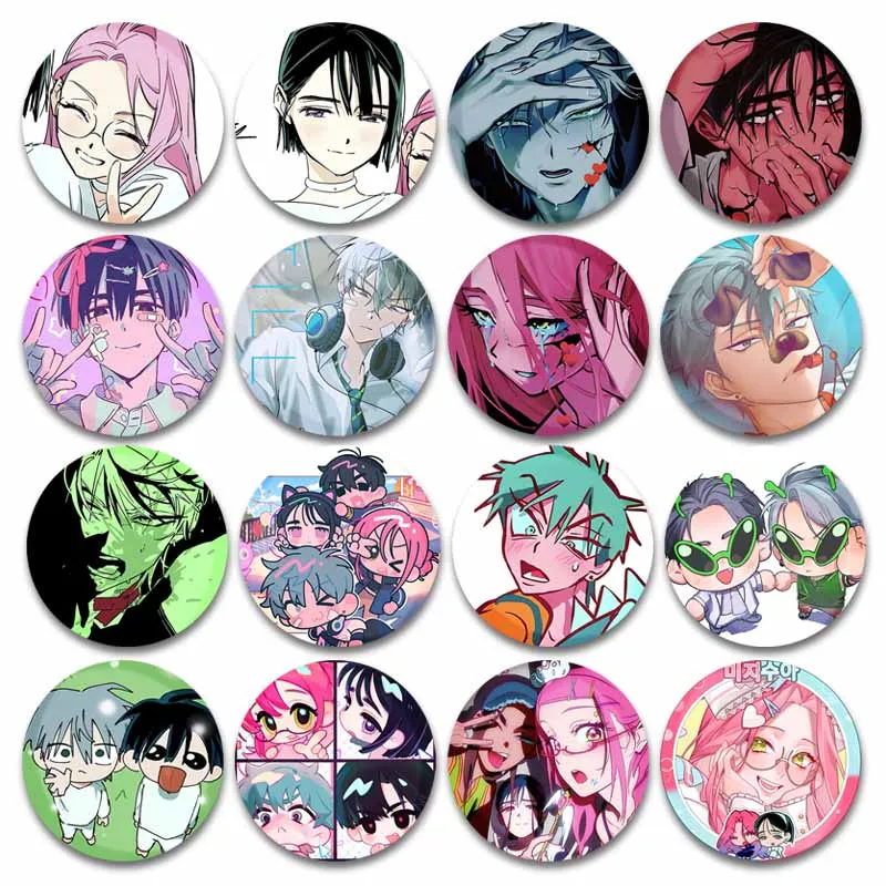 Alien Stage Round Brooch Plastic Hyuna Sua TILL IVAN Brooches Cartoon Mizi Luka Badge Pins Backpack Hat Accessories Friend Gift