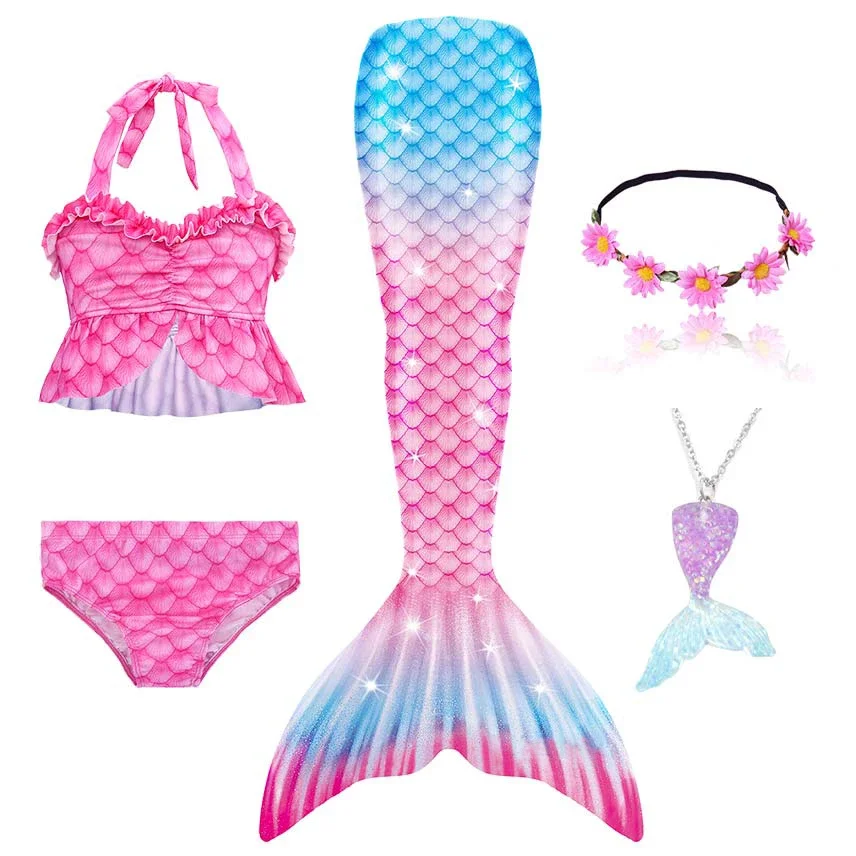 

Baby Girls Swimsuit 3pcs Mermaid Tails Swimwear for Kids Toddler Bikini Set Cartoon Infant Bathing Suit 3- 12 Years