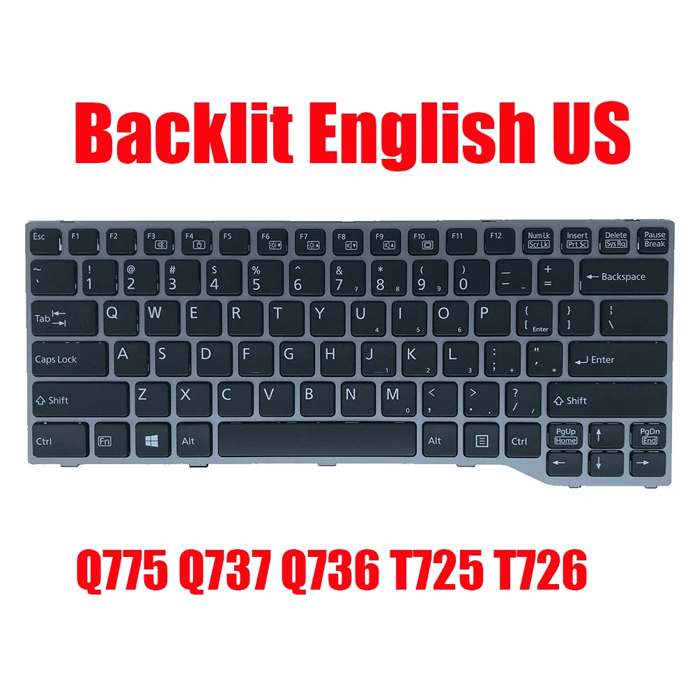 US/CA/UK/AR/FR/GR Laptop Keyboard For Fujitsu For LifeBook T725 T726 English Canada United Kingdom Arabia French German Black