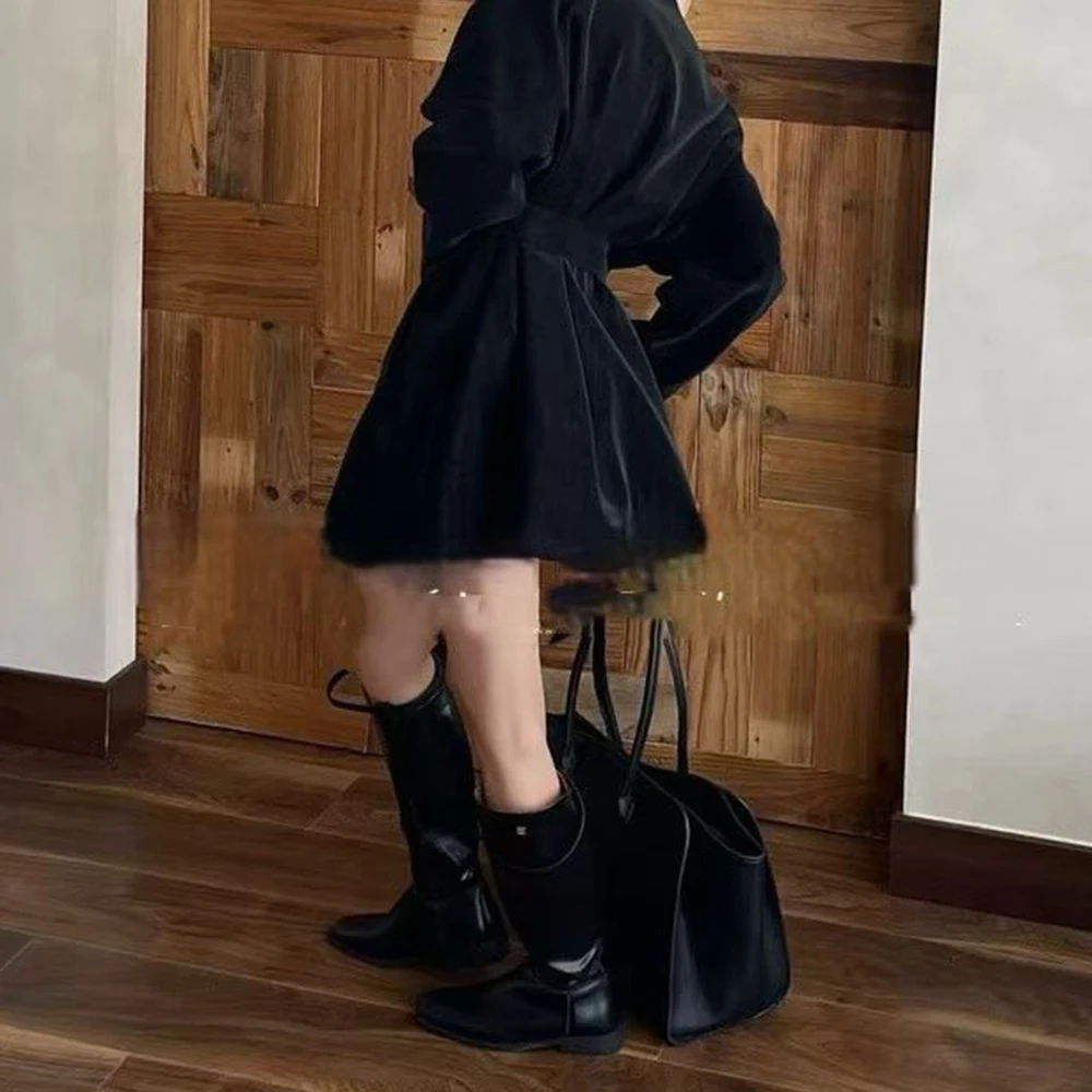 투트윈스타일 솔리드 스플라이스드 밴디지 시크 재킷 여성 터틀넥 긴팔 루즈핏 여성 재킷 가을 패션