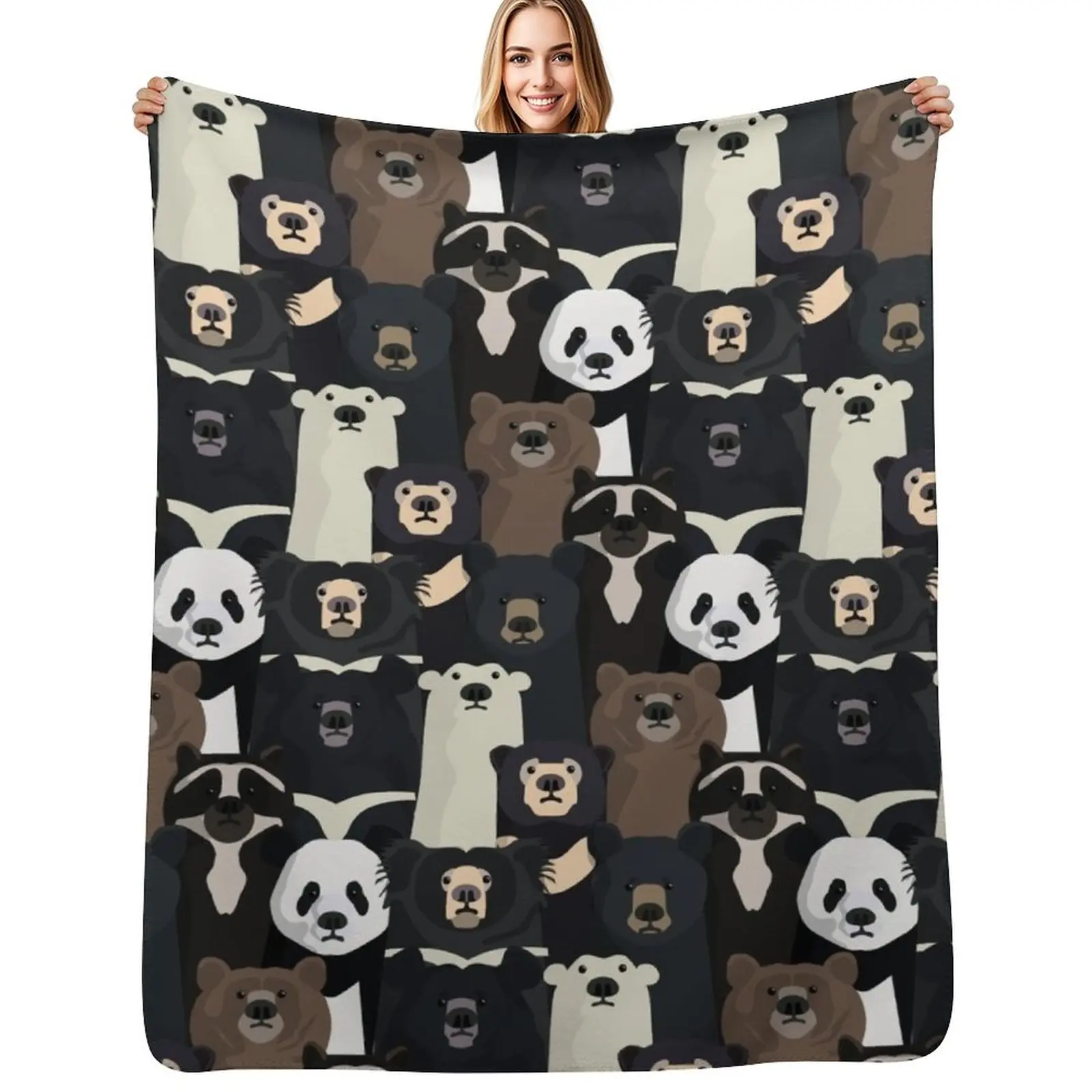 Bears of the world pattern Throw Blanket Stuffeds Plaid on the sofa Bed Sofas cosplay anime for winter Blankets