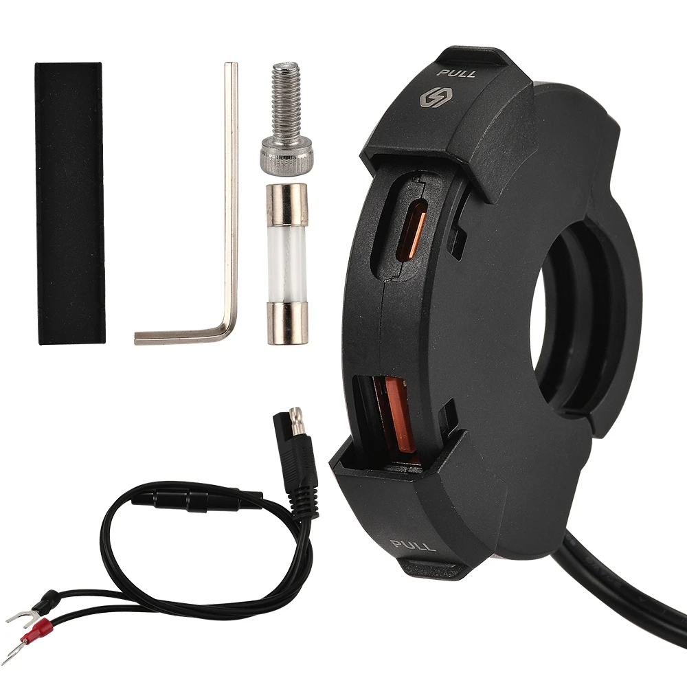 12V-24V Motorcycle E-scooter Mobile Phone USB Quick Charge 3.0 Charger, Waterproof TYPE-C Charging Port, SAE interface