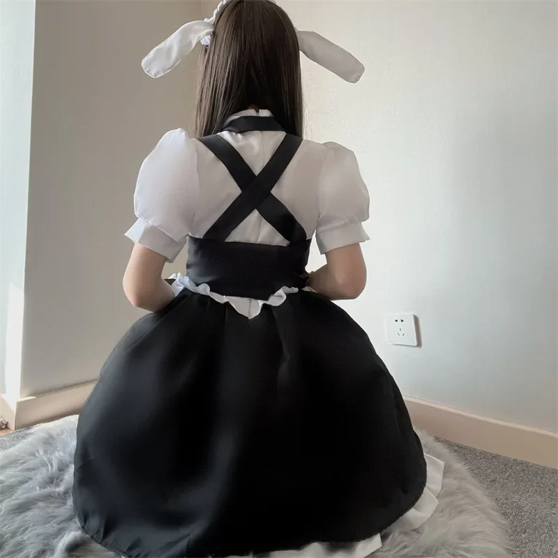 Black Bunny costumi Cosplay donne grembiule cameriera abiti giapponese Kawaii abbigliamento Lolita School Girl costumi di Halloween per le donne