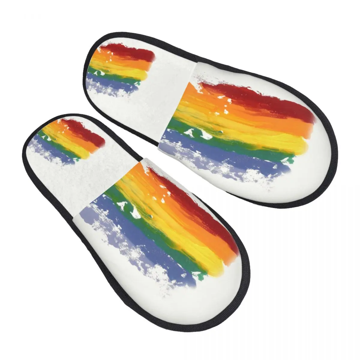 

Пользовательские ЛГБТ Радужные мягкие домашние тапочки из пены с эффектом памяти, женские удобные теплые нескользящие тапочки для гей-прайда