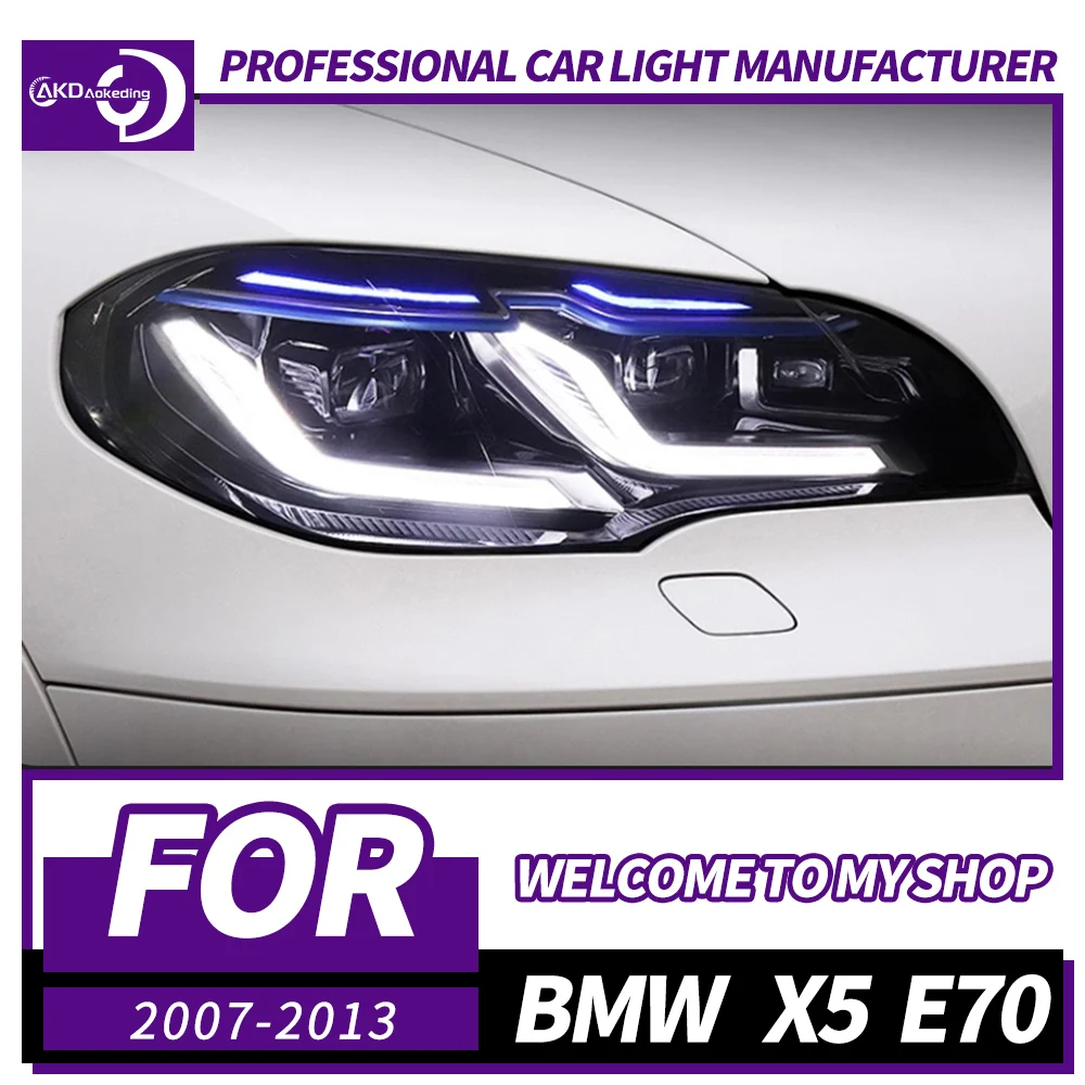 

Фара AKD для BMW E70 Фара 2007-2014 Светодиодные фары X5 DRL Указатель поворота Дальнего света Объектив проектора «ангельский глаз»