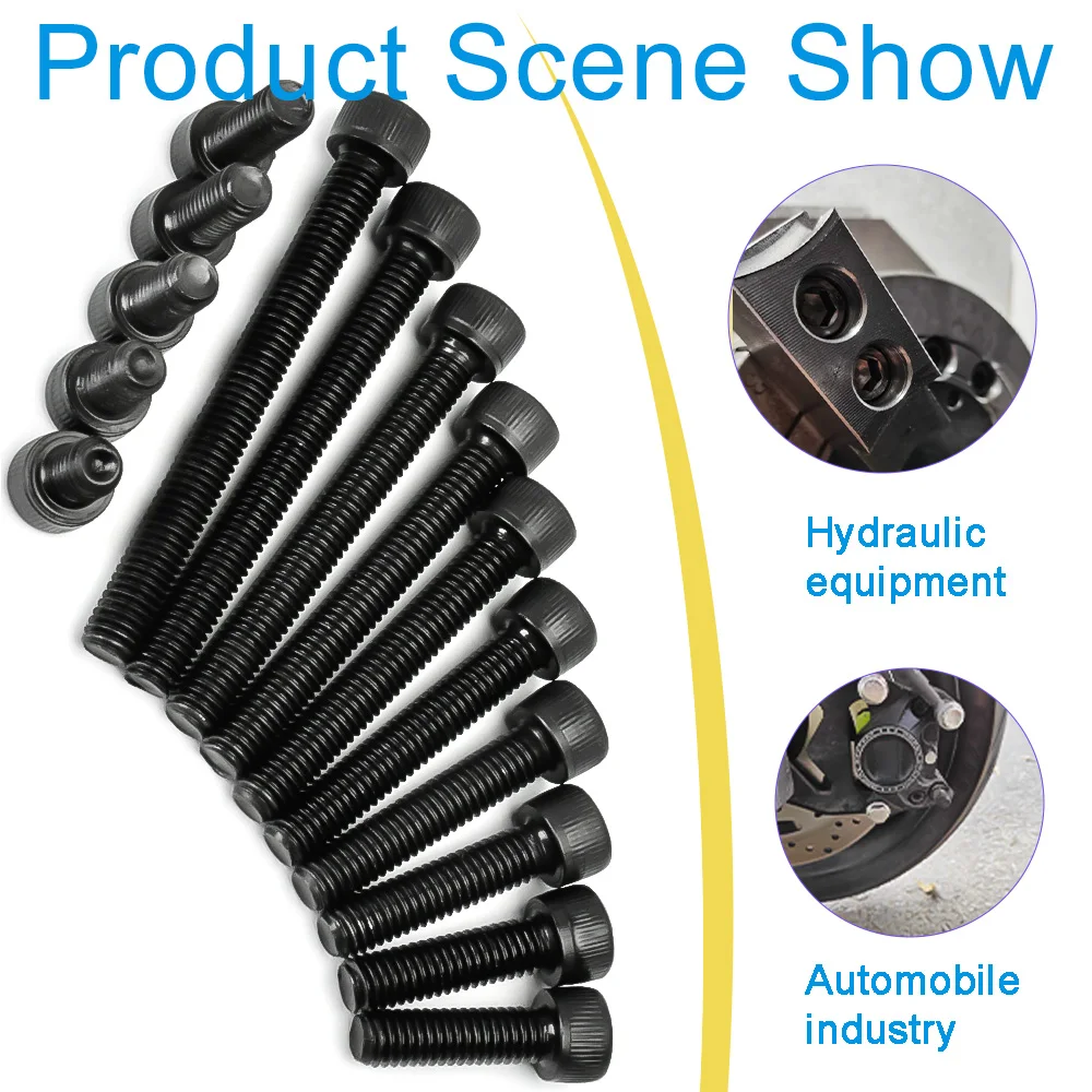 M2M3M4M5M6M8M10M12M14M16 DIN912 Hex Socket Bolts Black Metric Threaded Hexagonal Carbon Steel Grade 12.9 Machine Screws DIY Bolt image 6