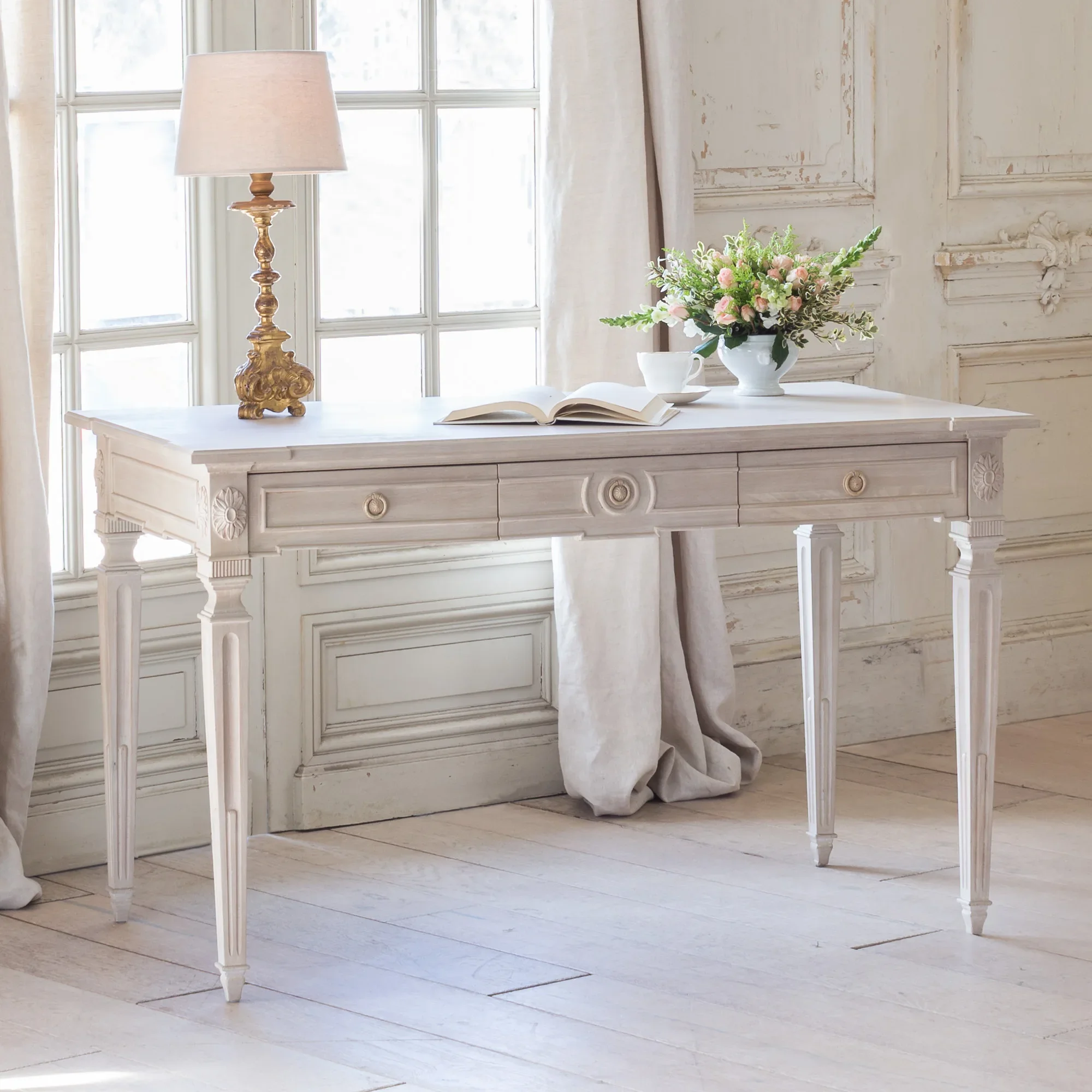 

Solid Wood Carved Study Office Furniture High-End