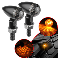 2pcs Motorcycle Mini LED Turn Signal Light Indicator Moto Amber Blinker Flashing Light 12V 8mm