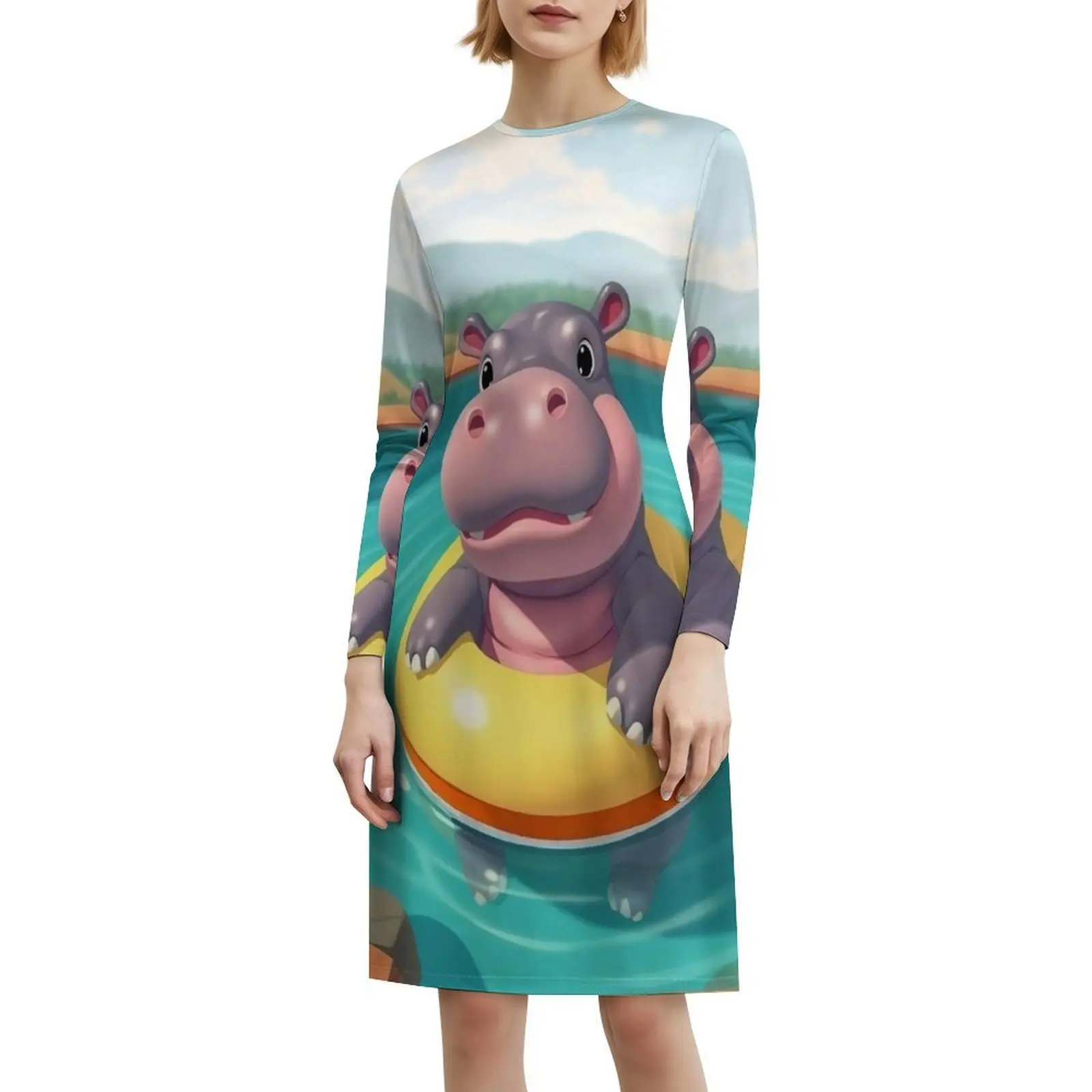 Женское элегантное праздничное платье Chilling Hippo, платье трапециевидной формы с короткими/длинными/без рукавов, Hippos Baby Hippo Kawaii Hippo