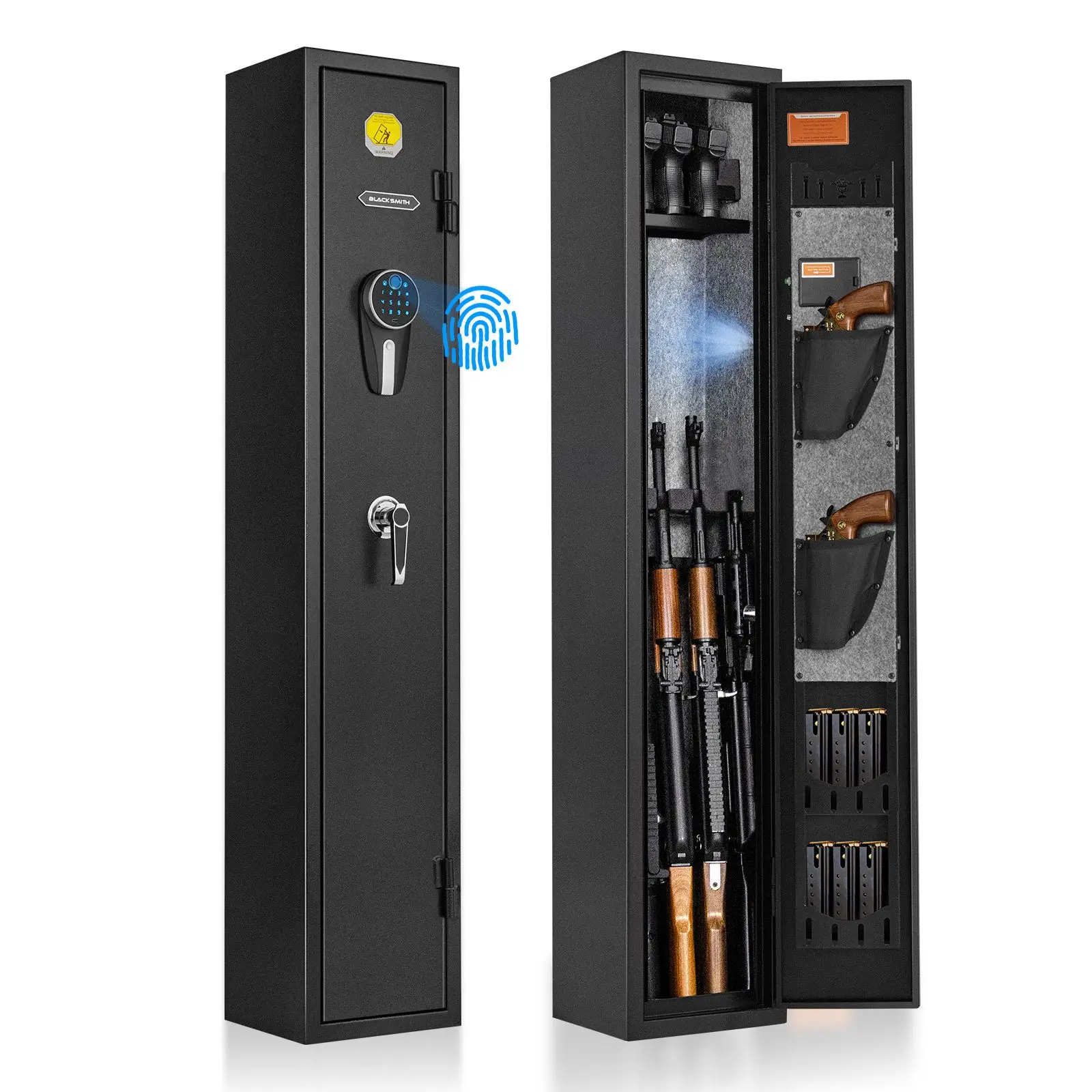 BlackSmith Gun Safe Biometric Fingerprint Gun Safe for 3 Rifles and Shotguns Gun Cabinet Rifle Safe with Digital Keypad Key