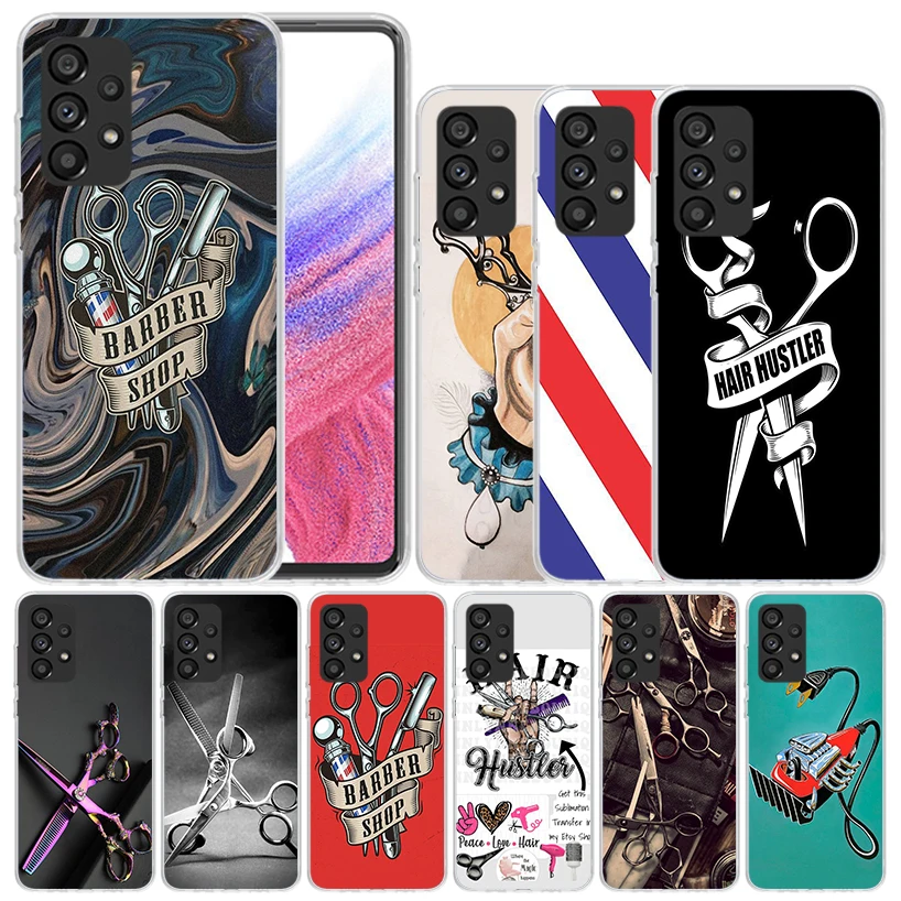 Hair Stylist Scissors Brush Soft Cover for Samsung Galaxy A52 A53 A54 A12 A13 A14 Phone Case A32 A33 A34 A22 A23 A24 A04S A03S A