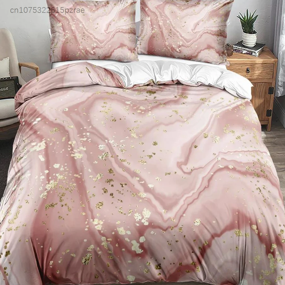 Classic 3D Marble Quilt Cover Set Bedding Sets Comforter Covers Pillowcases 3-Piece Duvet Cover Linens Bed 140x200 Bedspreads