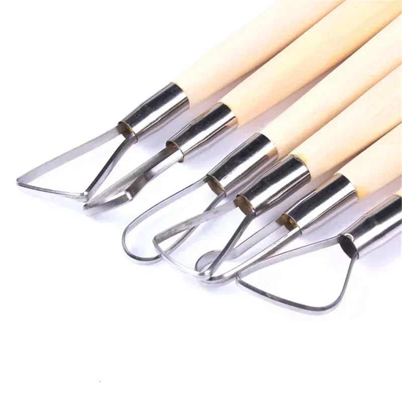 Great 6Pcs 8 Inch Ribbon Sculpture Cutter Clay Carving Pottery Hand Tool Craft Set Wood Knife Set