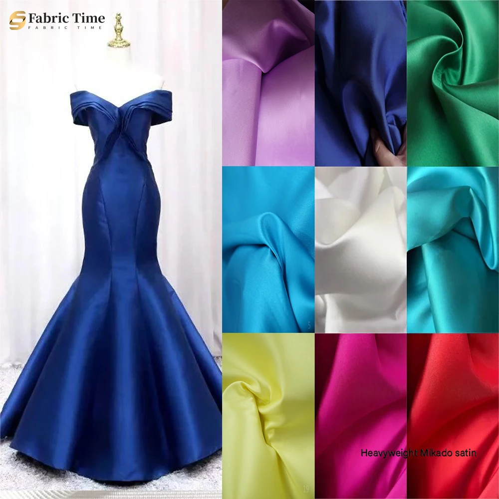 

Синий красный цвет слоновой кости, саржевый атлас зеленый, роскошная жесткая атласная ткань Mikado, свадебное платье, ткань для костюма, швейный материал своими руками