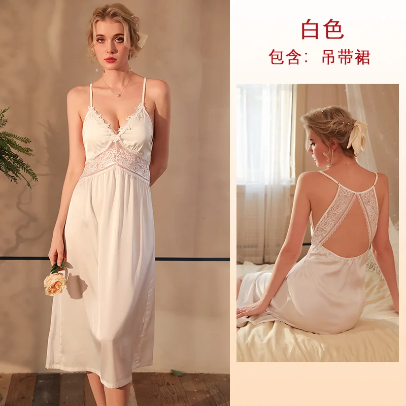 Nightgown Sleepwear Women's Clothing Homewear Thin New Sexy Suspenders Lace Comfortable Casual Fashion Breathable Loose Fit