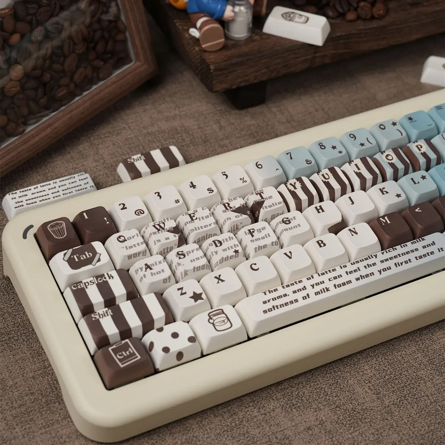 Latte Blu Marrone Materiale PBT XDA Altezza 140 Keycap Tastiera meccanica personalizzata Keycap Originale