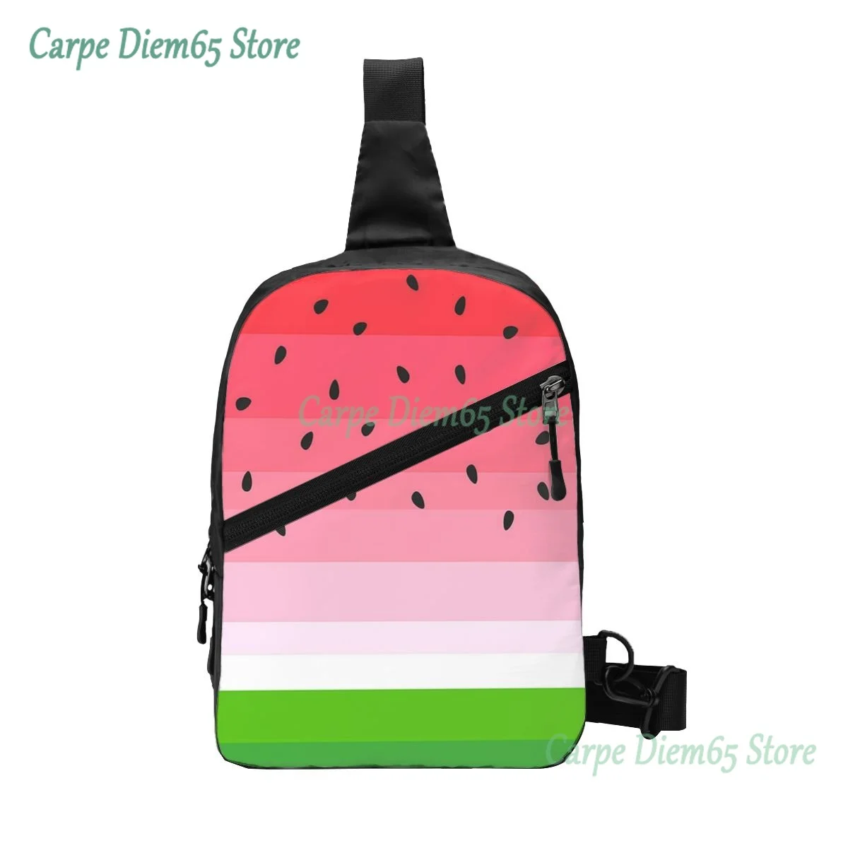 

Sling Backpack Bag Watermelon With Black Seed Chest Package Crossbody Bag For Cycling Travel Hiking