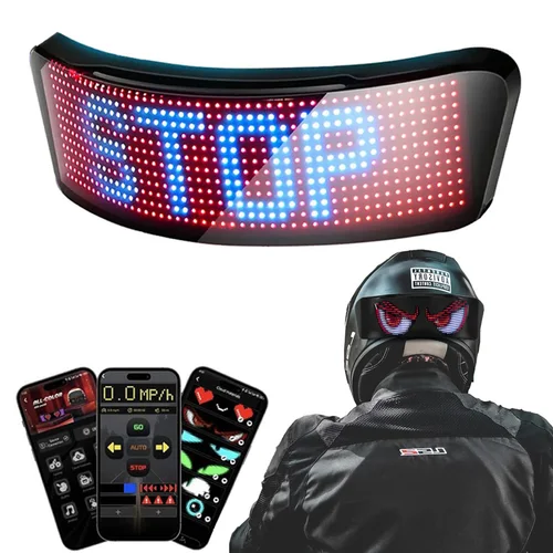 Imagen 1 del producto Pantalla LED para casco, luz trasera para casco de motocicleta, luz de advertencia para casco, accesorios para motocicleta