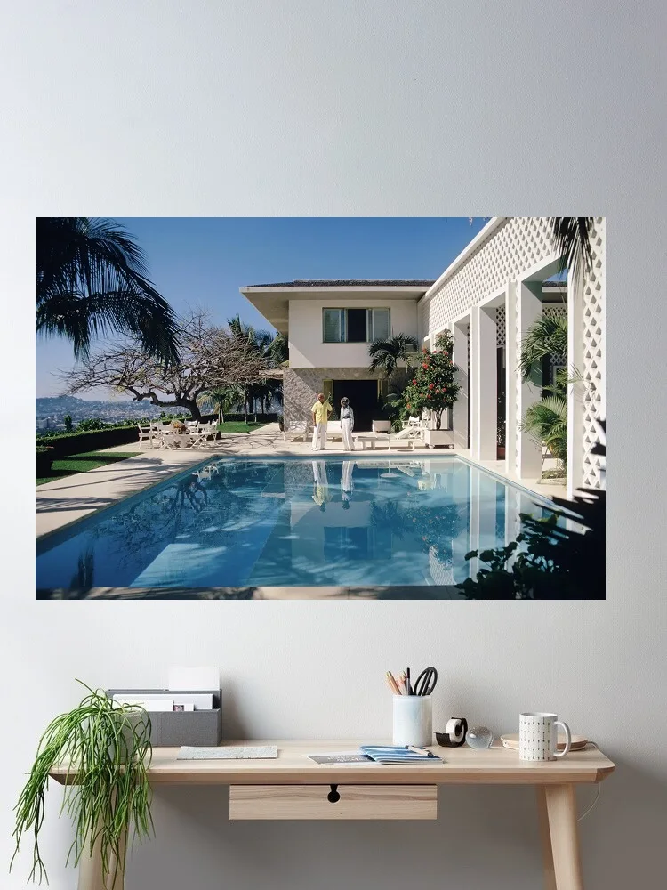 Slim Aarons Acapulco Pool Slim Aarons Estate Stamped, Print Art Canvas Poster,Living Room , Home Wall Decor Picture