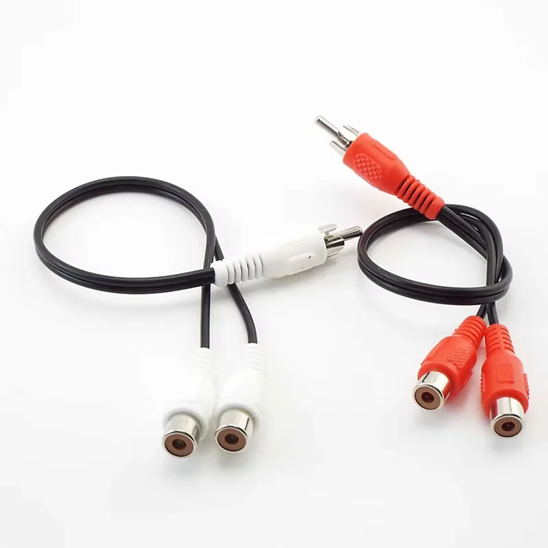 1pcs Y Splitter Audio Cable One-to-two Audio Line RCA Male to 2 Female Plug RCA Connector Adapters Wire Cord for HDTV/PC B6