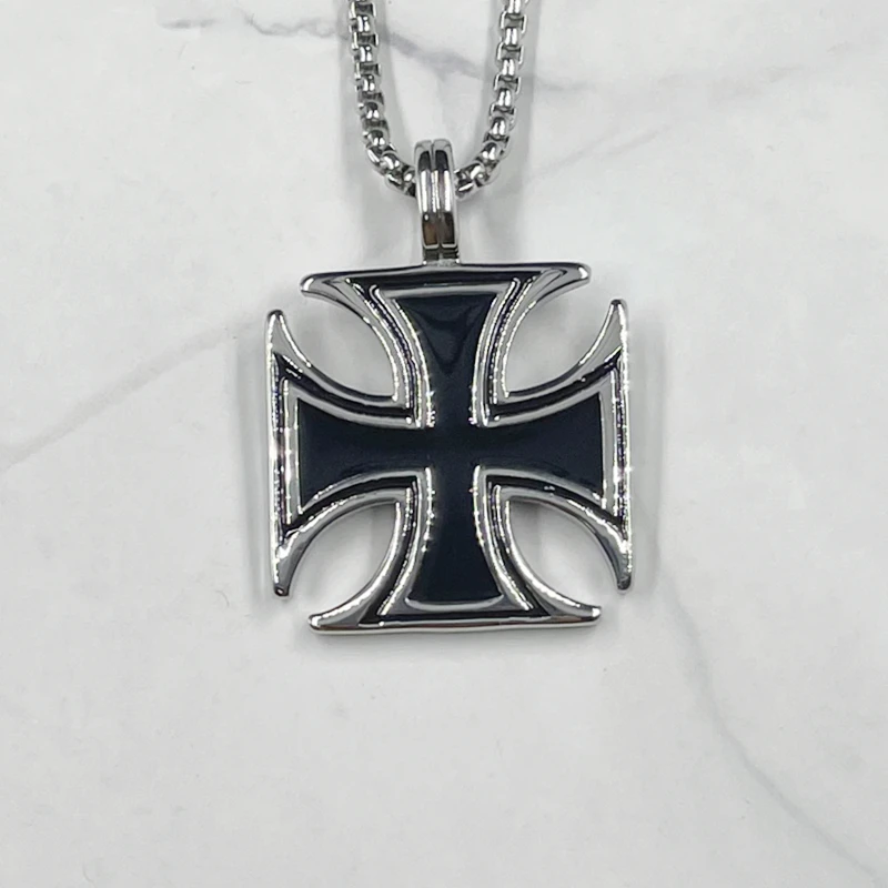 خمر فرسان تمبلار الصليب قلادة قلادة للرجال بوي المالطية الحديد الصليب موضة 316L الفولاذ المقاوم للصدأ الذكور المجوهرات #1