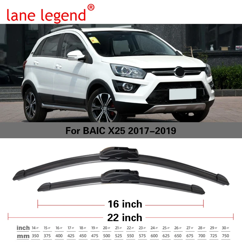 Car Front & Rear Windscreen Wiper Blades For BAIC X25 2017 2018 2019 1.5L Model Car Accessories Wiper Blade Brushes Cutter