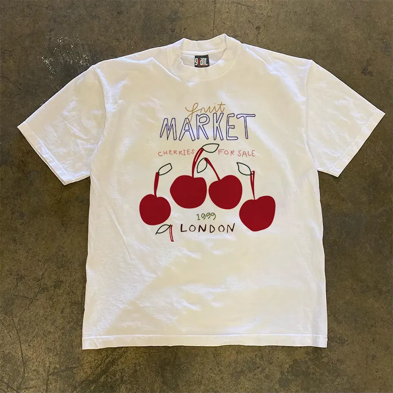 Loose Fit Cotton T-Shirt Unisex Short Sleeve Double Thread 3A260g Retro American Style Couple's Loose Short Sleeve T-Shirt
