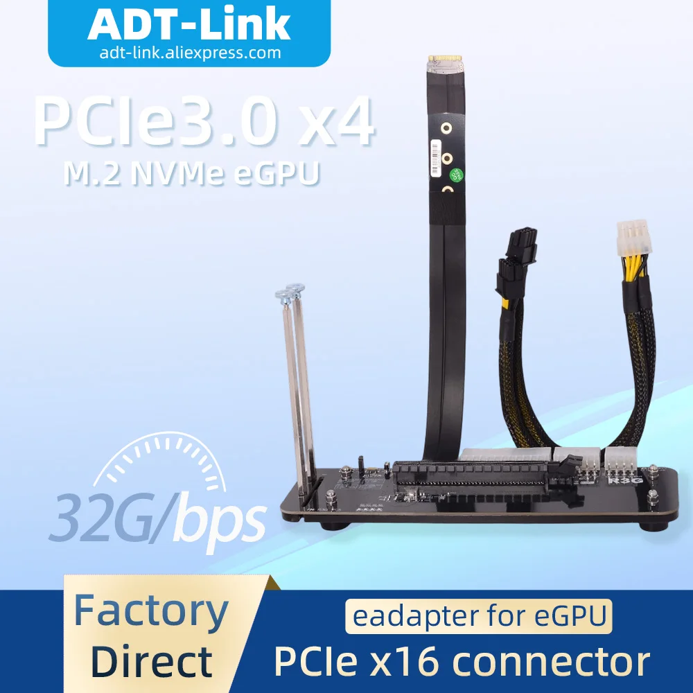 

ADT-Link M.2 NVMe edge to PCIe x16 connector PCIe x16 to M.2 NVMe eGPU Adapter R43SG 4.0 eGPU for NUC / ITX / STX / Notebook PC