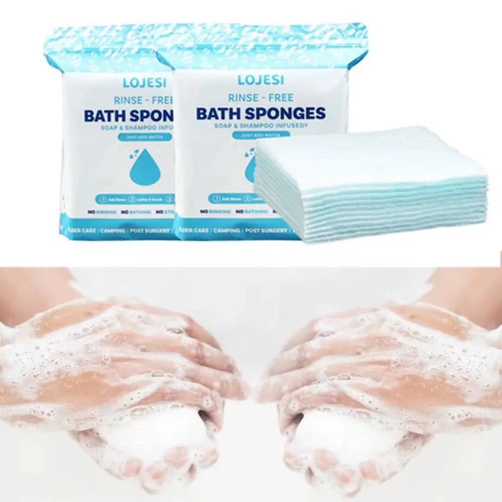 

25 штук одноразовых салфеток для душа без смывания 20x20 см, с мылом и шампунем, губки-салфетки для ванны без смывания, для личной гигиены