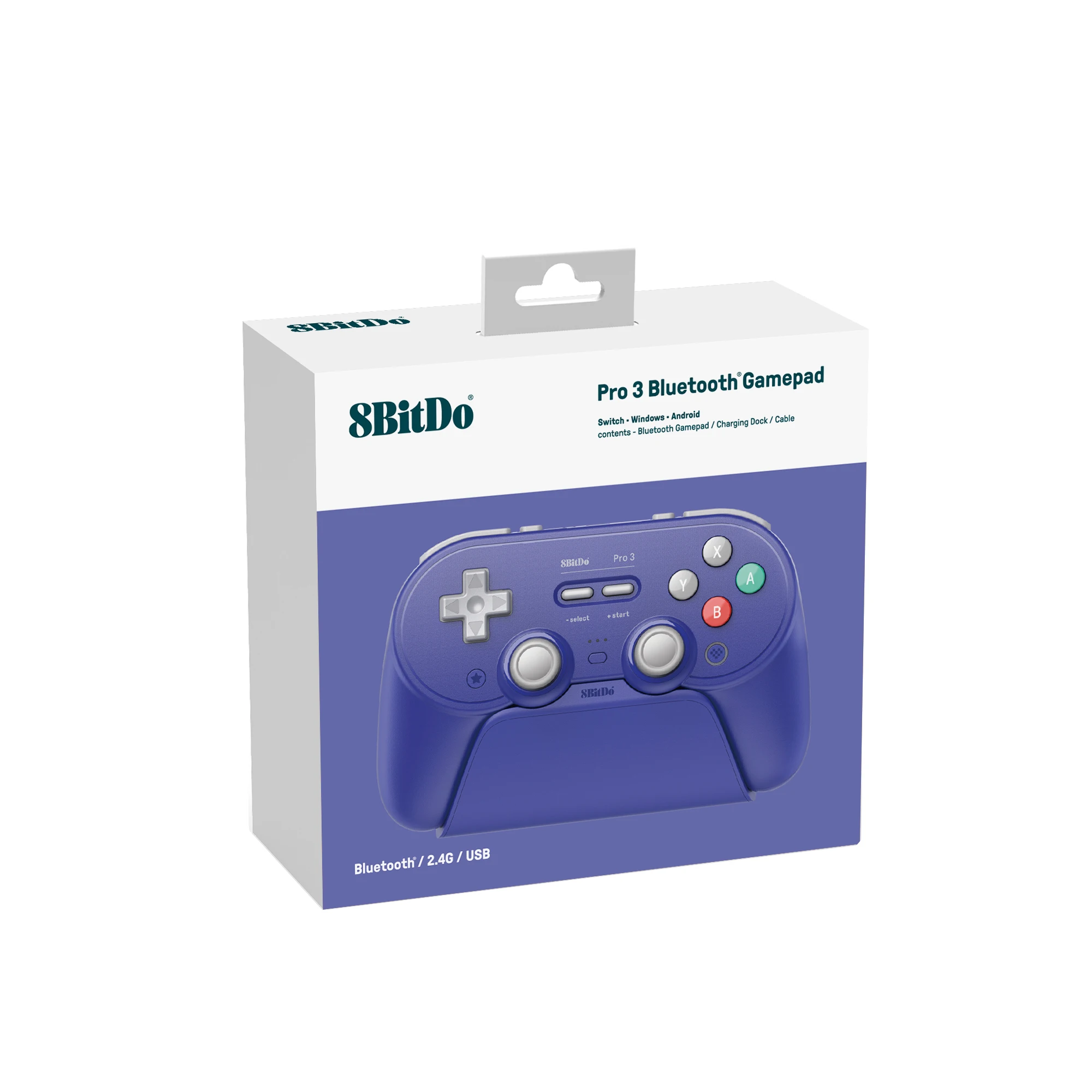 8BitDo Pro 3 وحدة تحكم ألعاب لاسلكية بلوتوث للتبديل 1/2، ويندوز، أبل، مع زر عصا التحكم TMR القابل للتبديل