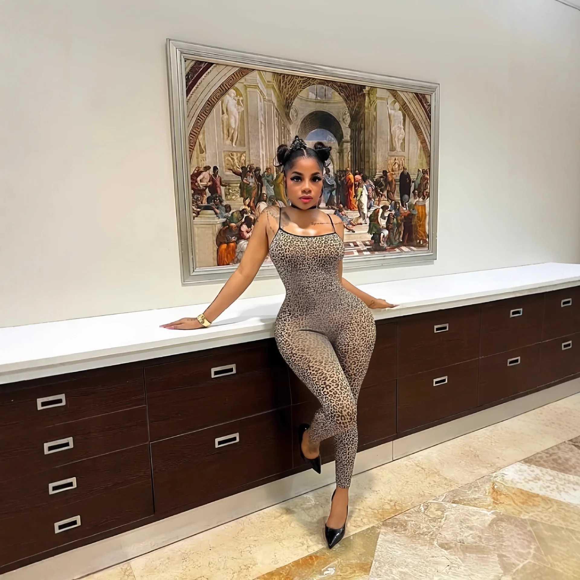 

Women's 2026 Winter New Sleeveless Strapless Sexy Backless Leopard Print Tight-Fitting Jumpsuit