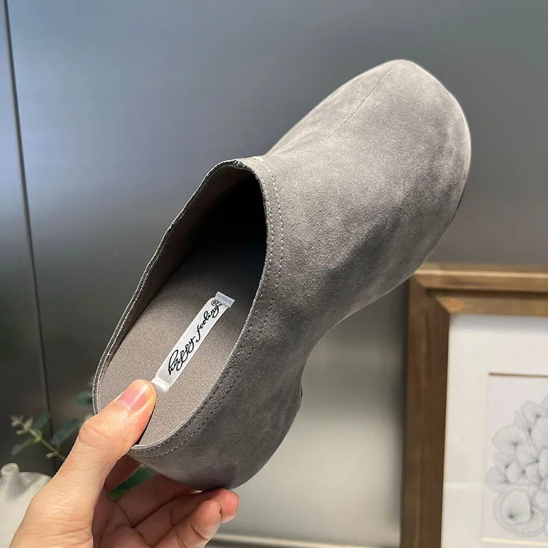 New In Fashion Thick Soled Women Slippers Mules Sandals Shoes Outdoor Female Slides Round Toe Ladies Heeled Slippers Shoes image 6