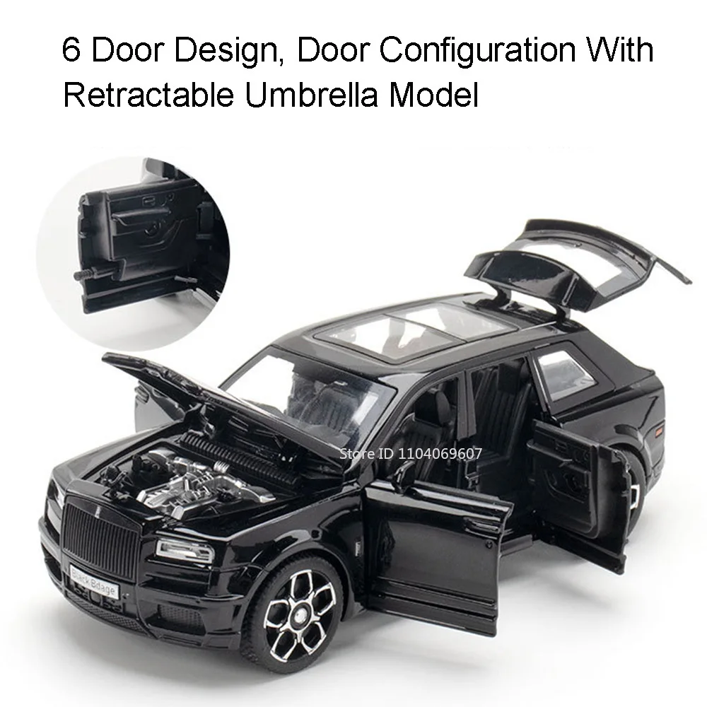 1:32 Scale Rolls Royce Cullinan RV Car Models Alloy Diecast Toys Pull Back 6 Doors Opened Camping Vehicle Toy for Kids Presents