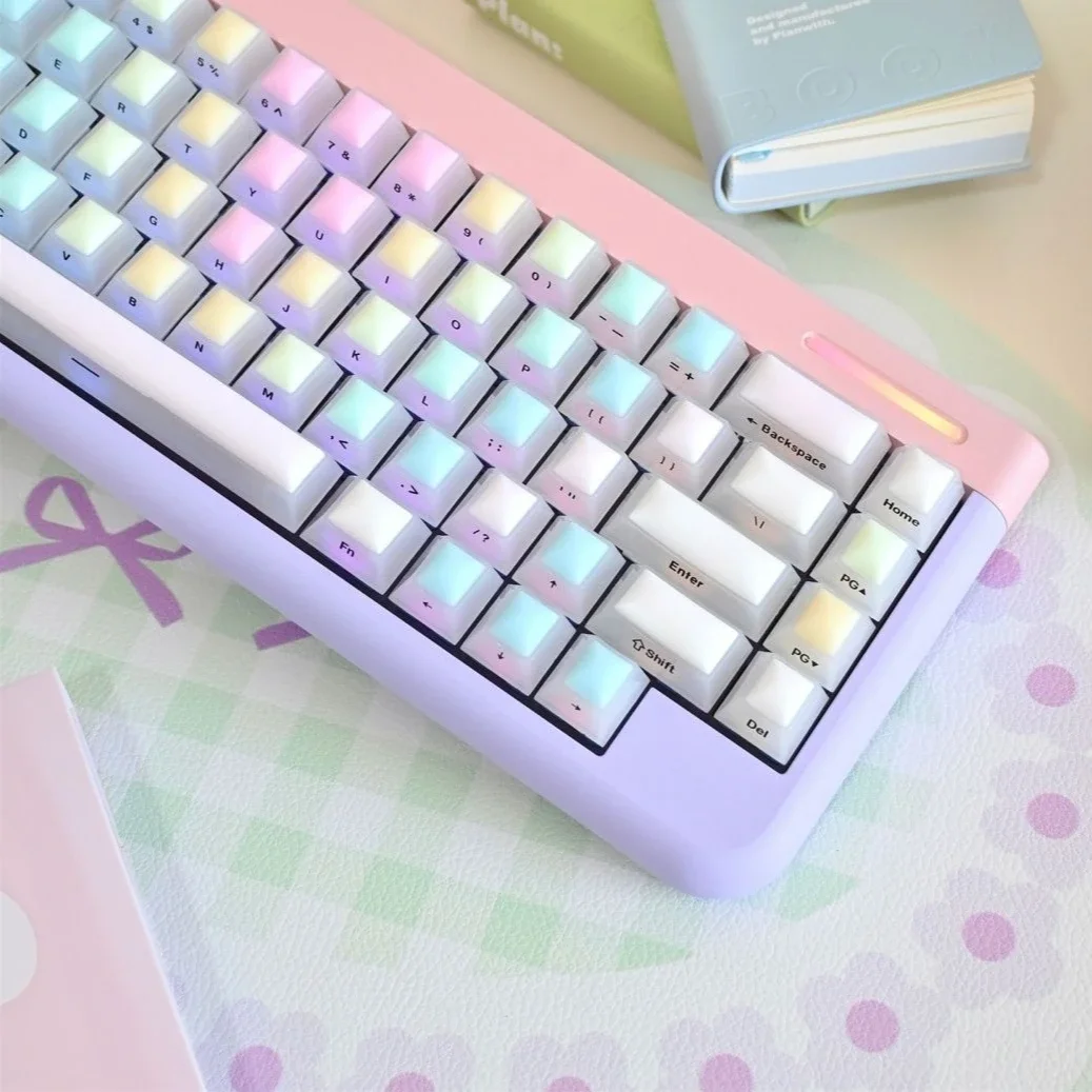 Rainbow fudge keycaps, misty silicone material, original high soft elastic cute girl high value mechanical keyboard cap