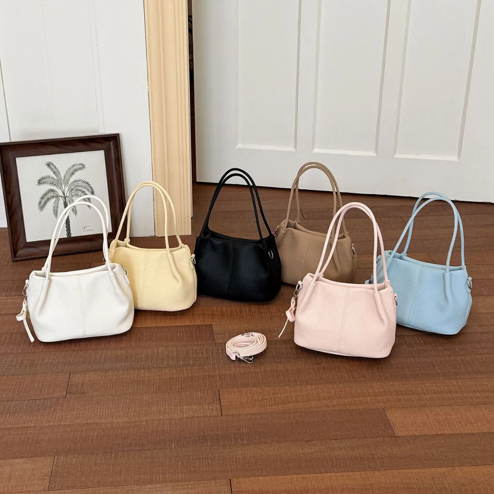 Korean Style Ins Square Shoulder Bag Women's High Grade PU Leather Solid Color Buckle Armpit Bags Daily Versatile Crossbody Bags