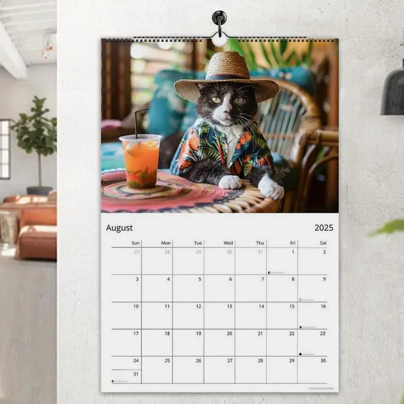 Wall Calendar 2025 Monthly Hangable Wall Calendar Cute Cat Design Monthly 12 Month Family Planner Organizer Calendar for Bedroom