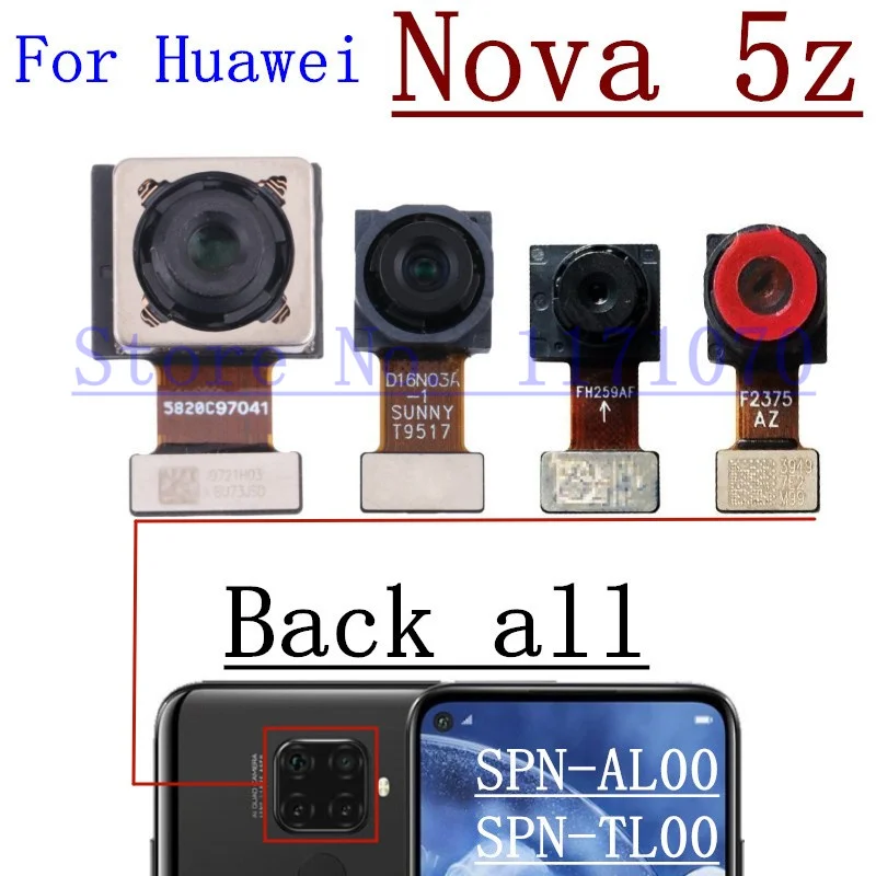 Original Tested Back Big Rear Main Camera Module For Huawei Nova 5T 5z Nova5T Nova5z Small Facing Front Camera Flex Cable