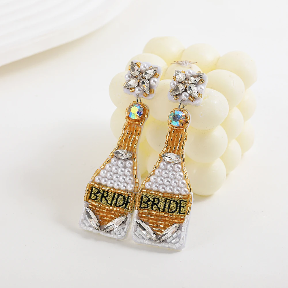 Handmade Wedding Bride Statement Earrings for Women Rhinestone Beaded Drop Dangle Earrings Party Bridal Wedding Jewelry Gifts