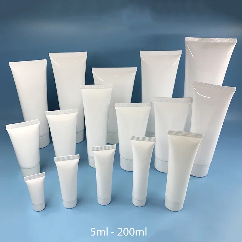 

120-200ml White Plastic Squeeze Bottle Shampoo Lotion Cream Empty Soft Tube Refillable Cosmetics Facial Cleanser Bottles