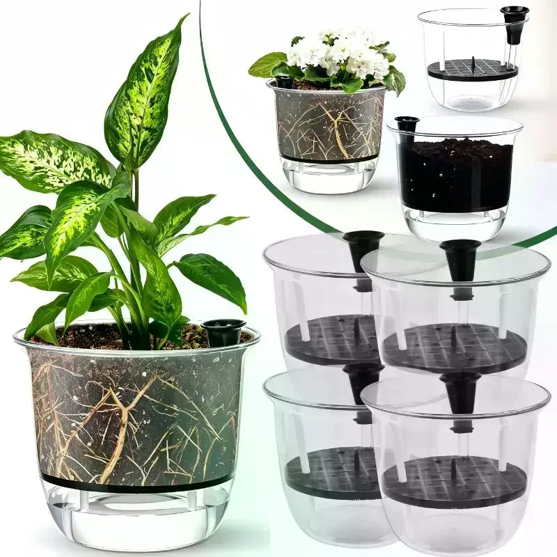 3 Pack Self Watering Indoor Plant Pots BPA Free Deep Reservoir for Spider Plants Orchids Housewarming Gift