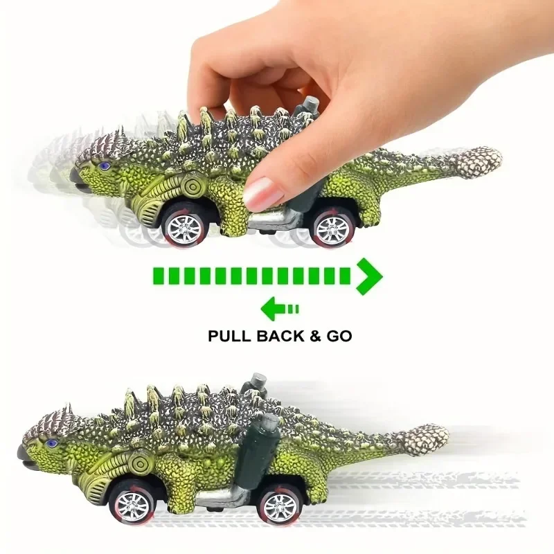 ไดโนเสาร์ดึงกลับรถยนต์ของเล่น,6PCS ไดโนเสาร์ Slewing ของเล่นชุด Dino รุ่น Wing Dragon Tyrannosaurus ดึงและ Go รถของเล่นสําหรับเด็ก
