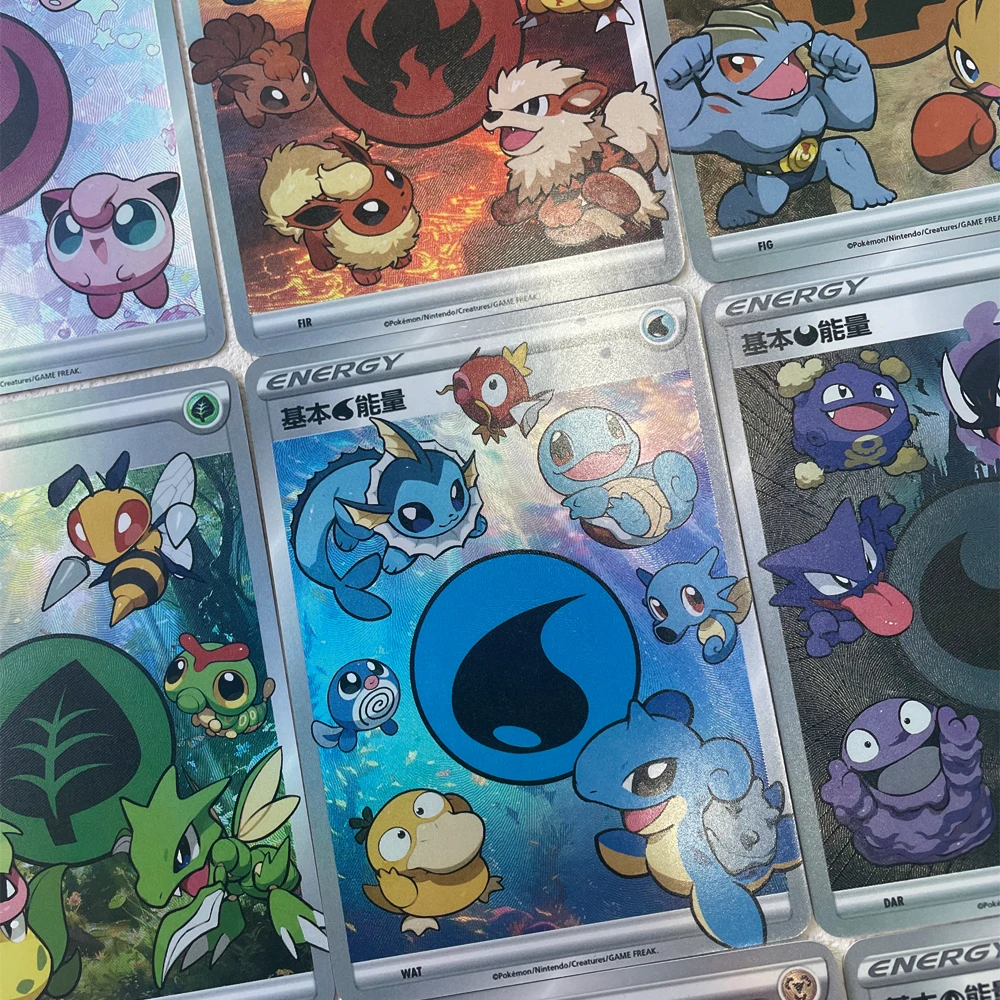 9 ピース/セット Diy ポケモン自作 Ptcg エネルギーカードヒトカゲフシギダネゼニガメフラッシュカードクラシックゲームアニメコレクションカード