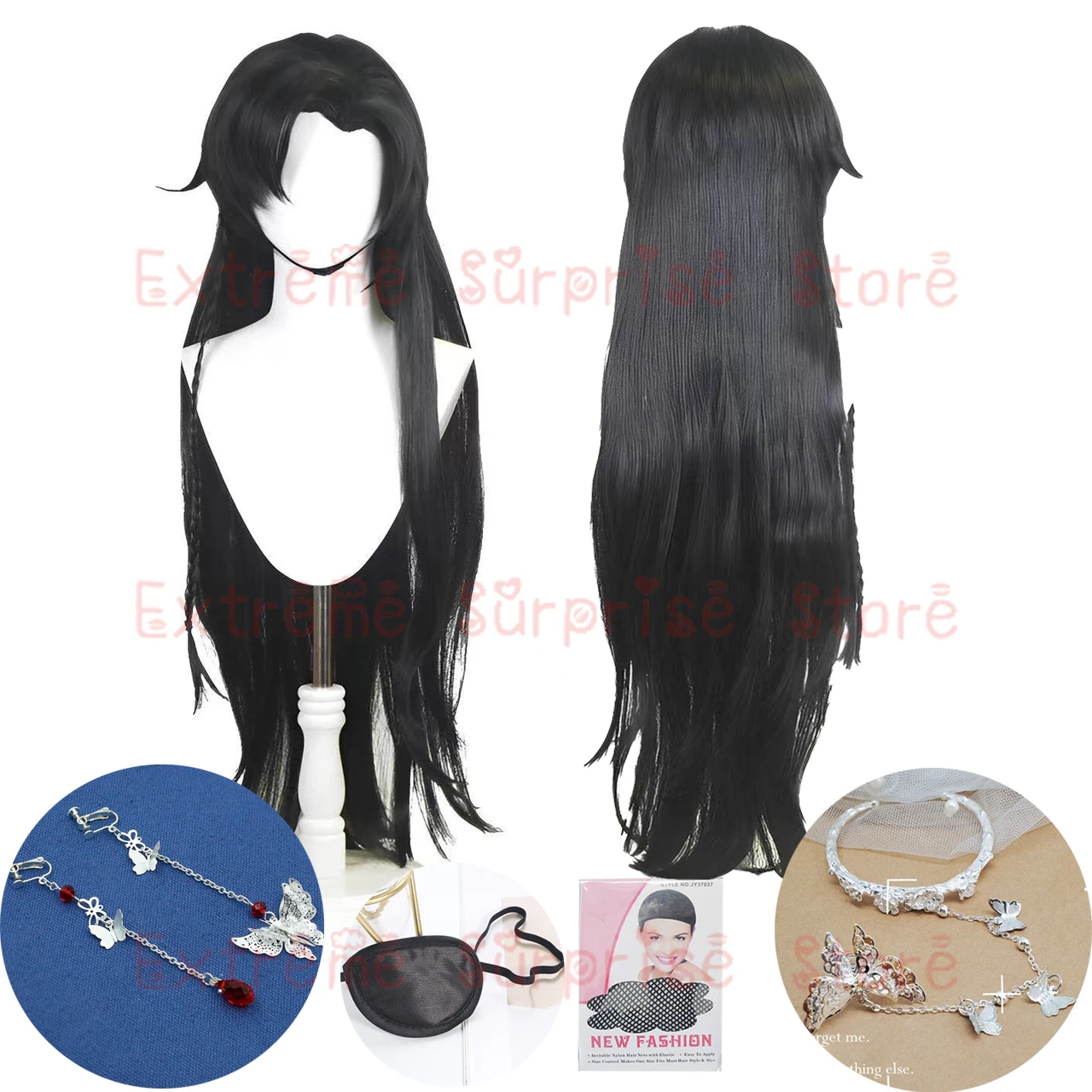 

CosplayHua Cheng San Lang Wig Heaven Officials Blessing Cosplay Tian Guan Ci Fu Cosplay Black Huacheng Cosplay Wig Earrings Brac