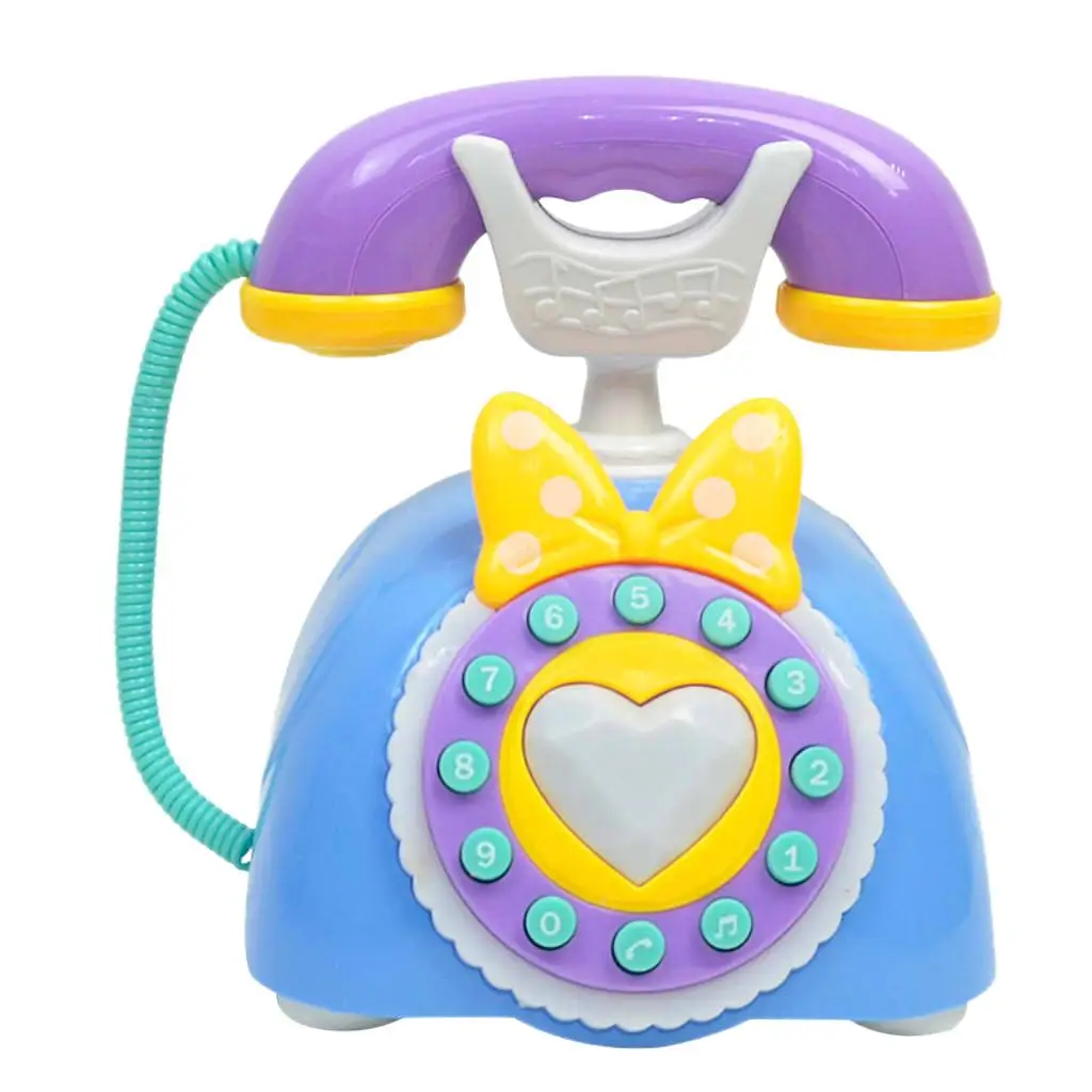 Plastic Electronic Vintage Telephone Landline Kids Pretend Play Early Educational Toy Birthday Gift