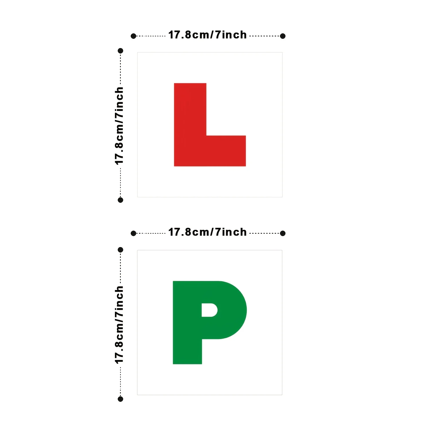 UK Learner Driver L P Plate Stickers 2PCS, Waterproof PVC Decals for Car Front Rear Windshield Motorcycle New Driver Sign