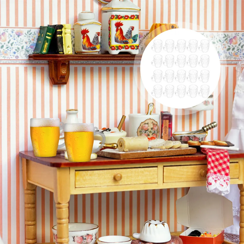 

24Pcs Miniature Beer Cups Plastic Fake Cup Decor for DIY Jewelry Making Miniature House Decor Kids Creative Play Craft Supplies